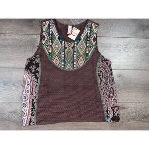 RAGA NWT Embroidered beaded cotton blouse top M